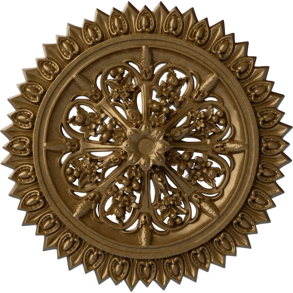 Ekena Millwork Lariah Ceiling Medallion (Fits Canopies up to 1 3/8"), 24 3/4"OD 1 3/8"ID x 3 1/4"P, Pale Gold CM24LAPAS - main